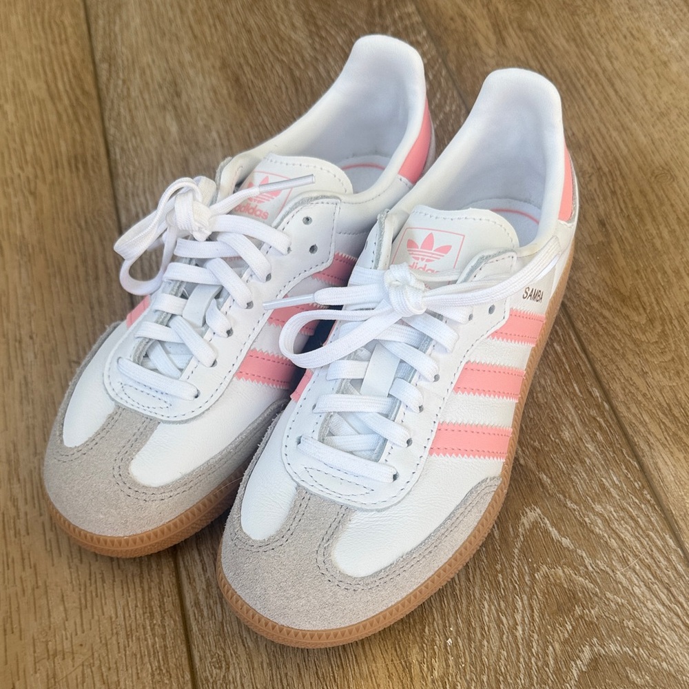 Adidas Samba White and Pink Sneakers